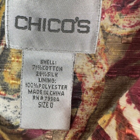 Chico's Blazer Jacket Womens Size Small/6 Silk Blend Textured Paisley Print - Picture 6 of 13